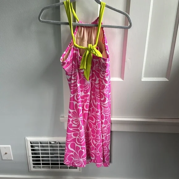 Athleta Kokomo Swim Dress L Floral Pink Y2K Sporty Modest Vacation Beachwear - Picture 2 of 2